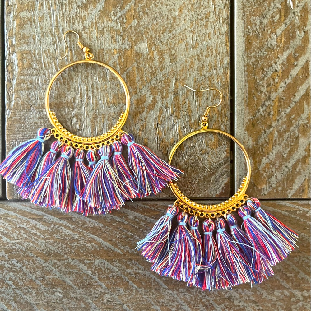 Boutique Gold Tassel Boho Tassle Earrings